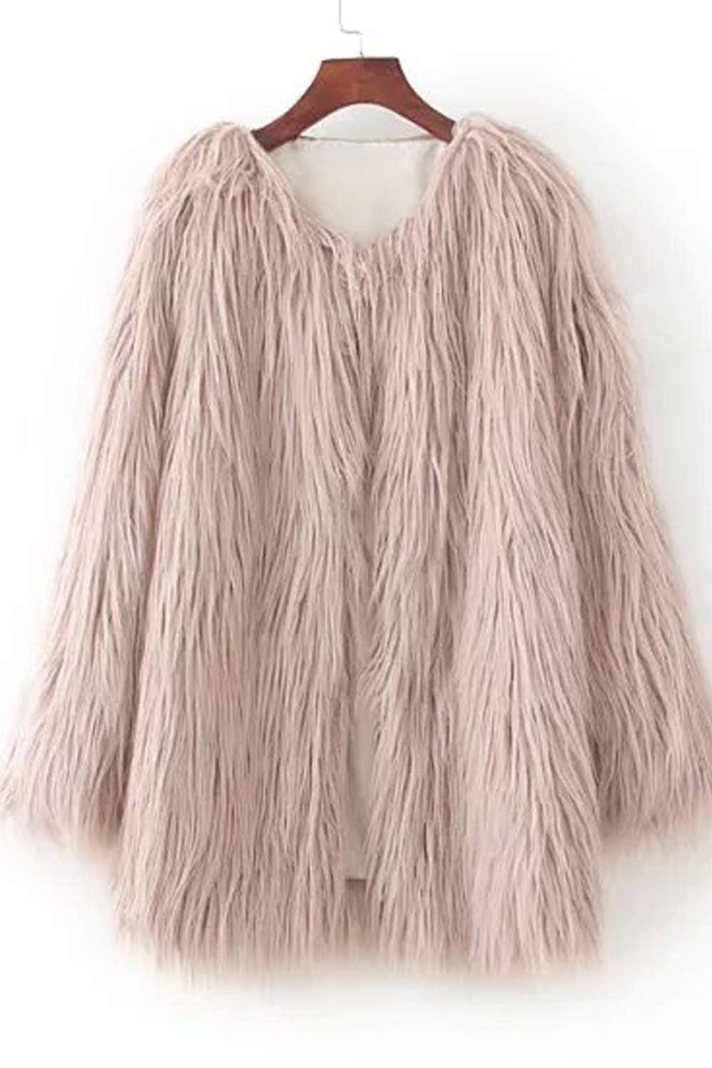 Iyasson Long Sleeve Faux Fur Warm Coat
