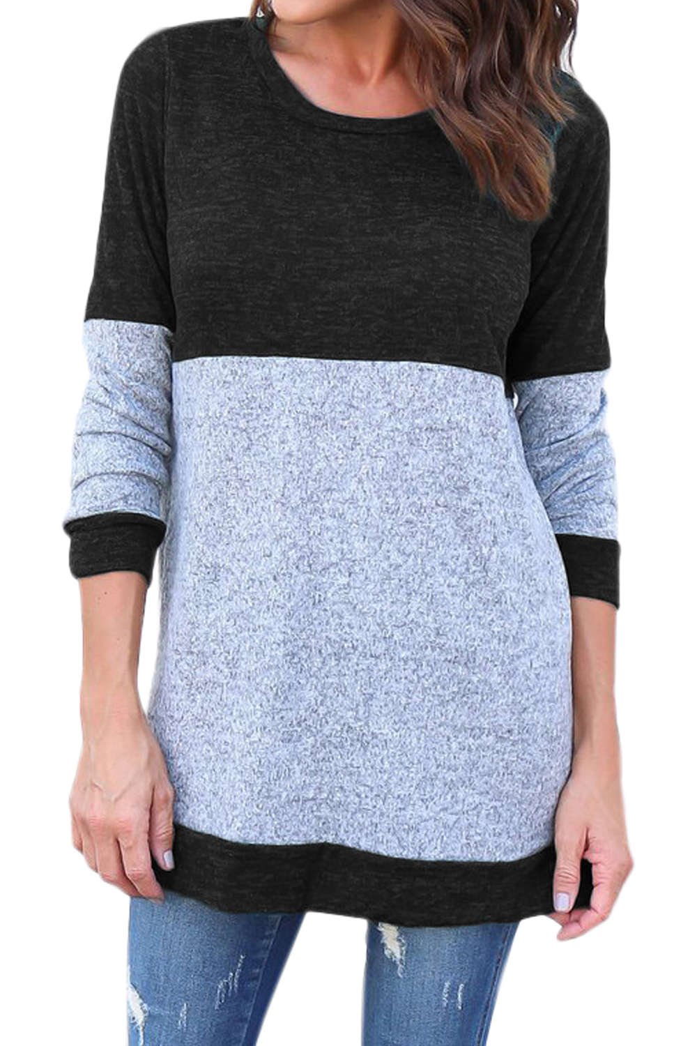 Iyasson Women's Long Sleeve T-Shirt Color Block Sweater