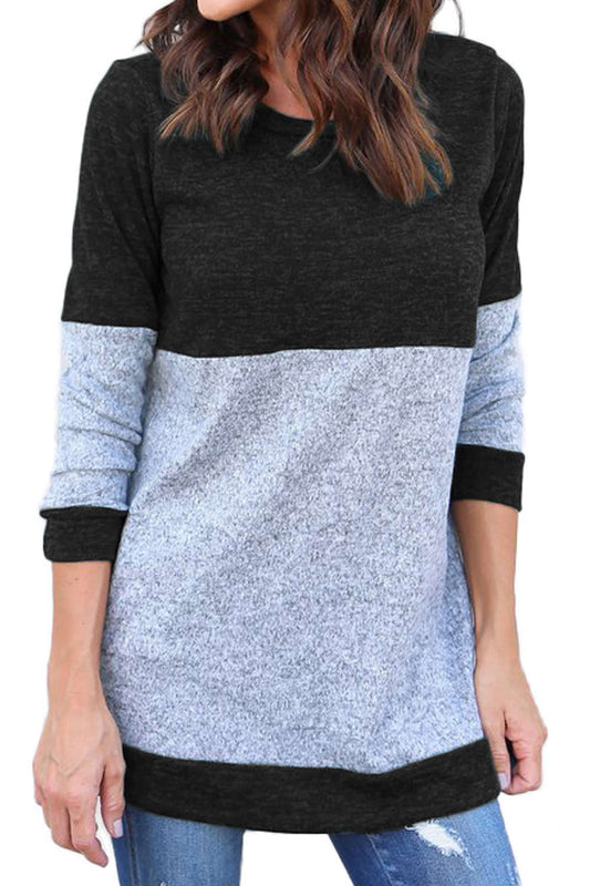 Iyasson Women's Long Sleeve T-Shirt Color Block Sweater