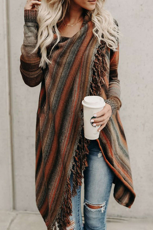 Iyasson Tassel Wrap Front Cardigan