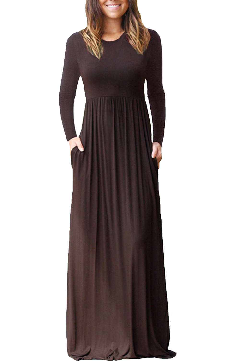 Iyasson Long Sleeve Maxi Dress with Pockets