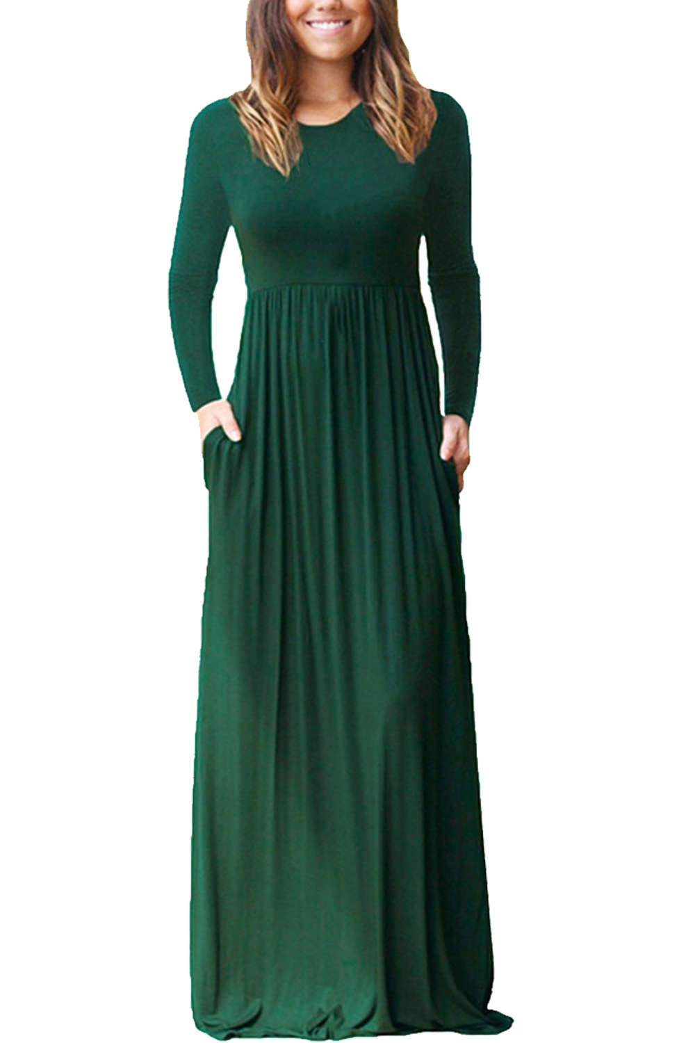 Iyasson Long Sleeve Maxi Dress with Pockets
