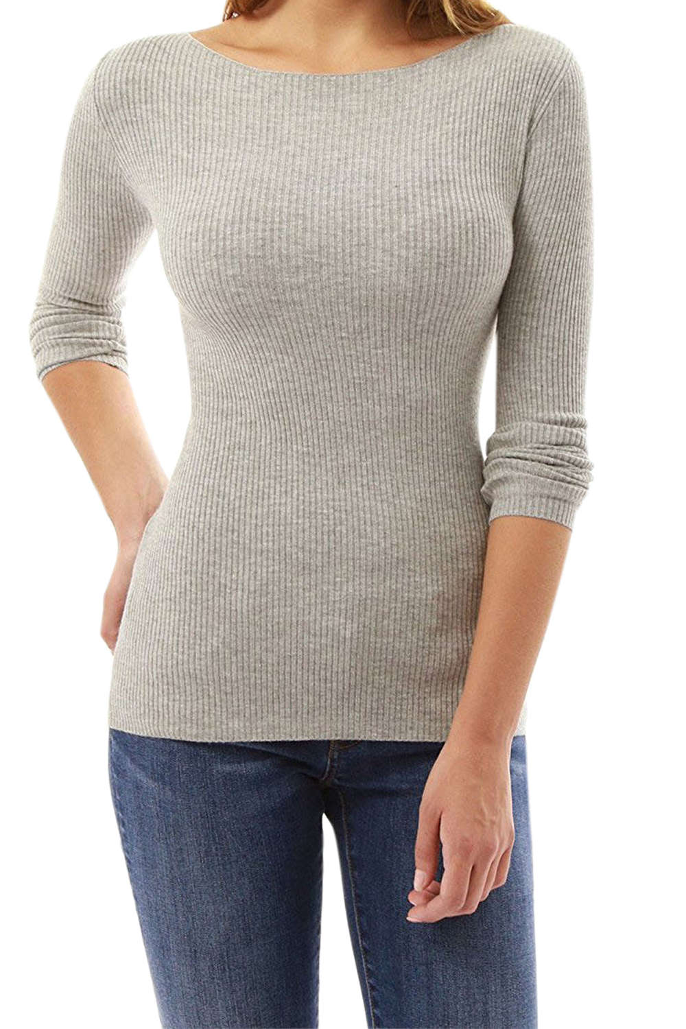 Iyasson Long Sleeve Boat Neck Tops