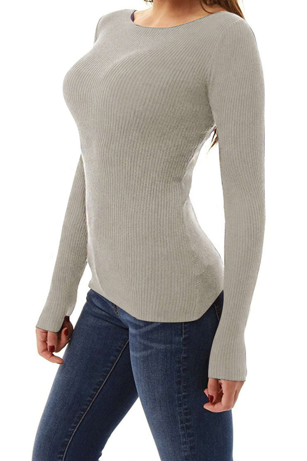Iyasson Long Sleeve Boat Neck Tops