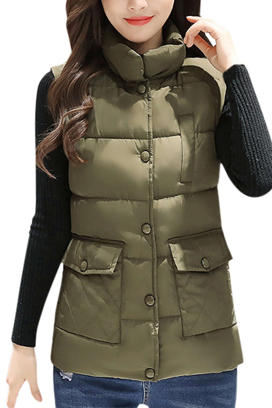 Iyasson Sleeveless Stand Collar Down Vest