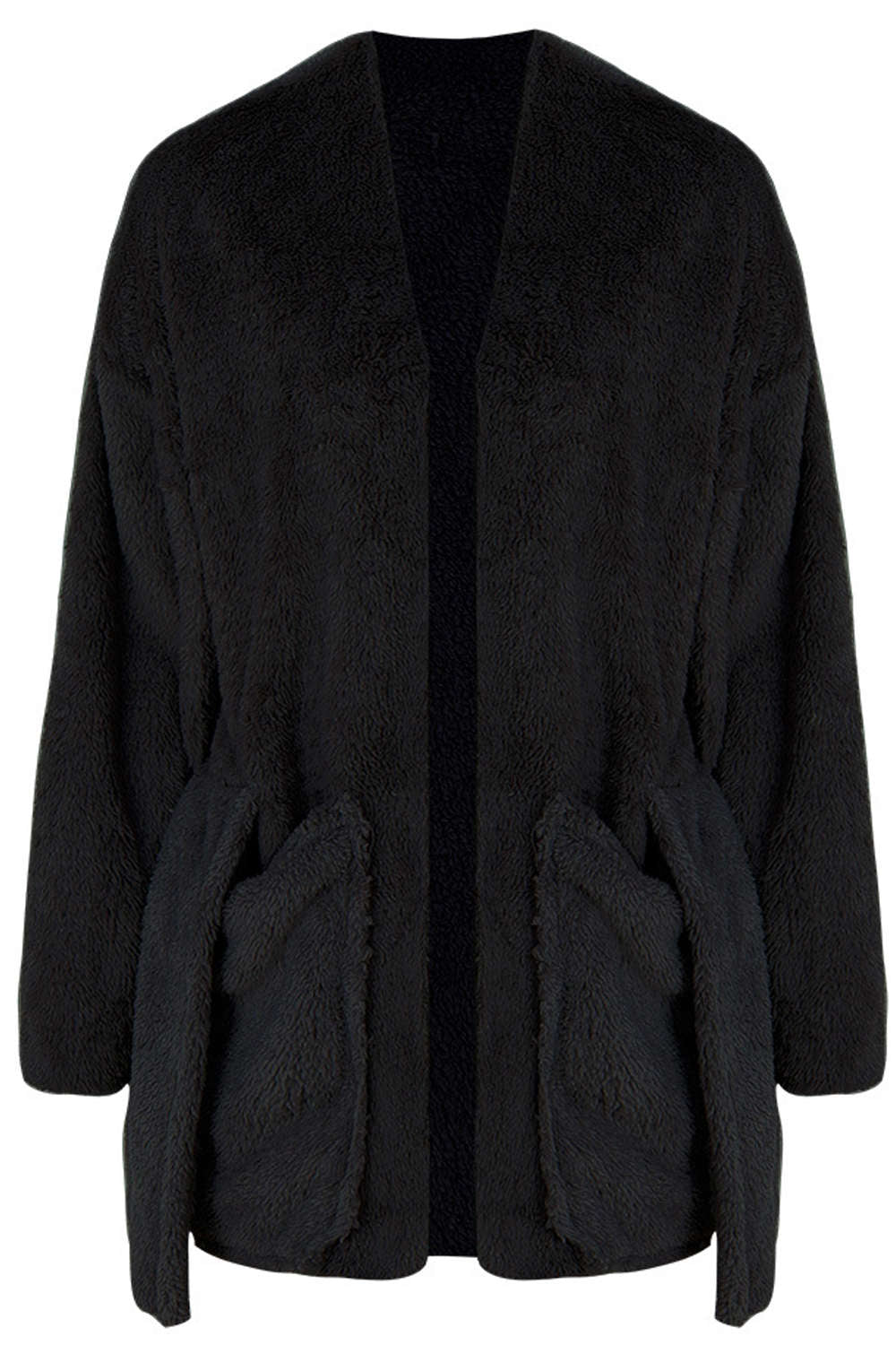 Iyasson Fuzzy Velvet Open Front Coat with Hood