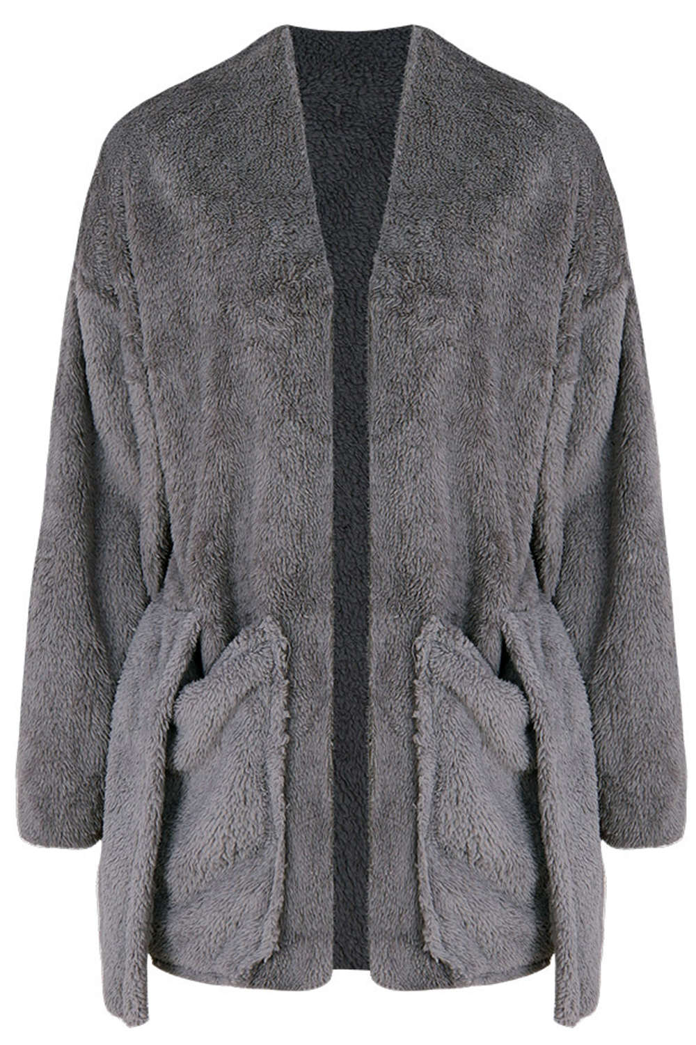 Iyasson Fuzzy Velvet Open Front Coat with Hood