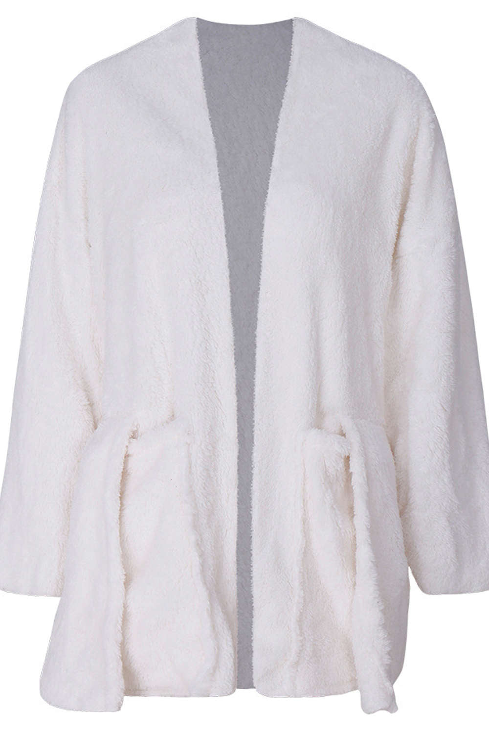 Iyasson Fuzzy Velvet Open Front Coat with Hood