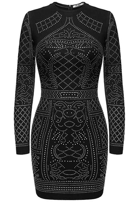 Iyasson Allover faux Diamond Embellished Mini Dress