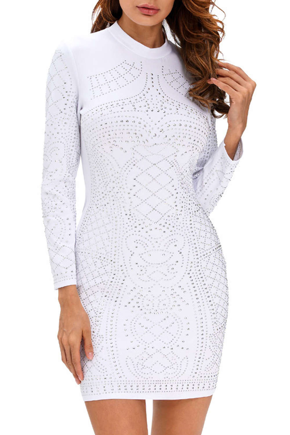 Iyasson Allover faux Diamond Embellished Mini Dress