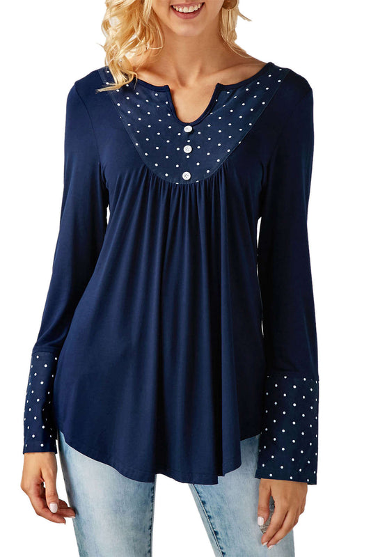 Iyasson V-Neck Long Sleeve Swing Blouse