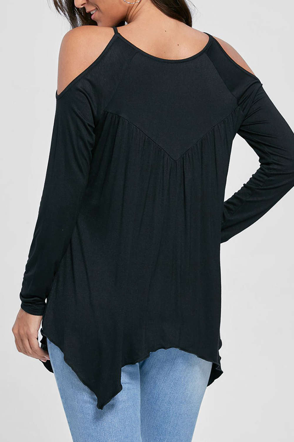 Iyasson Lace Hollow Out Cold Shoulder Blouse