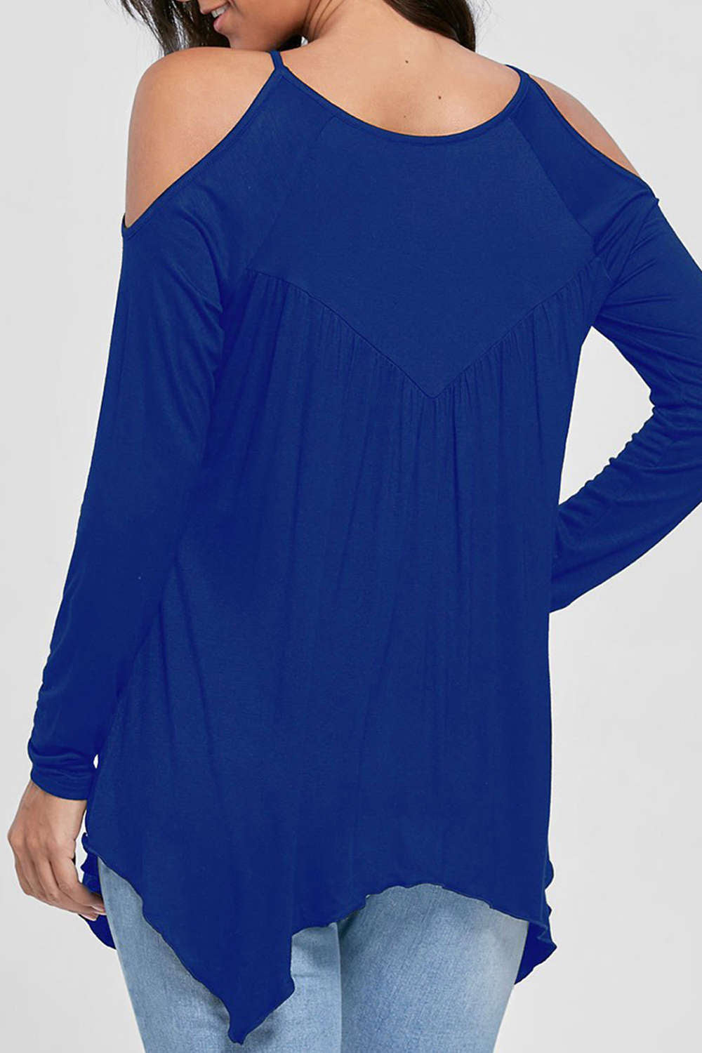 Iyasson Lace Hollow Out Cold Shoulder Blouse