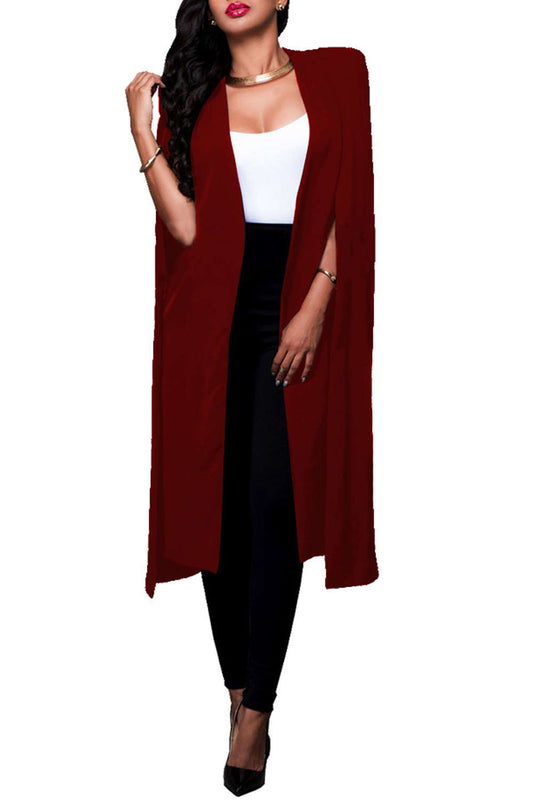 Iyasson Open Front Cape with Pocket Trench Coat