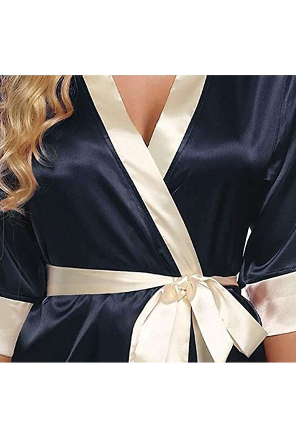 Iyasson Half Sleeves Lace Kimono Robe 