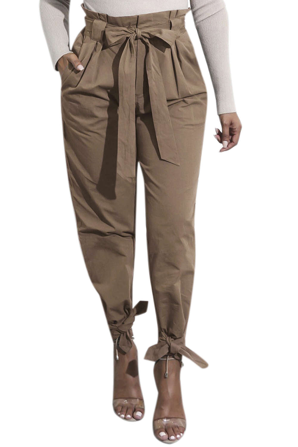 Iyasson Women's Slim Straight Leg Stretch Casual Pants with Pockets