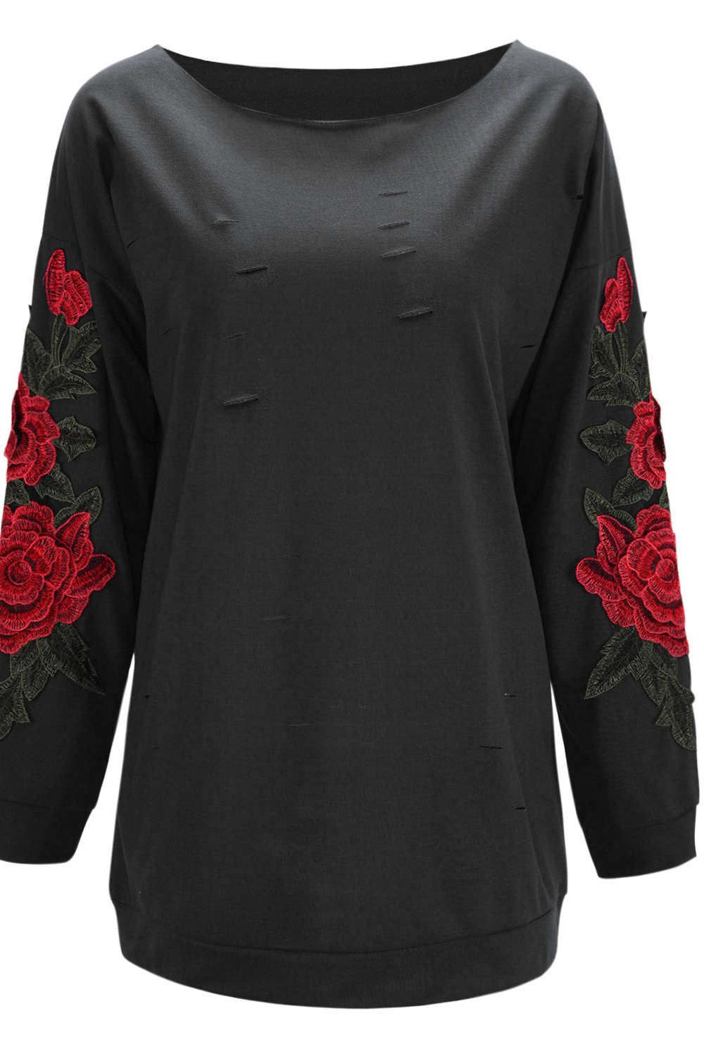 Iyasson Flora Embroidery One-shoulder Hoodie