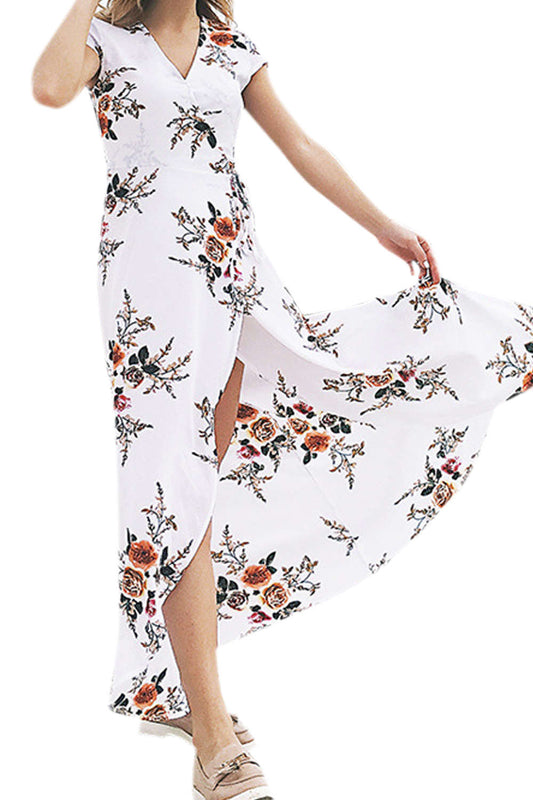 Iyasson Floral Print Maxi Wrap Dress