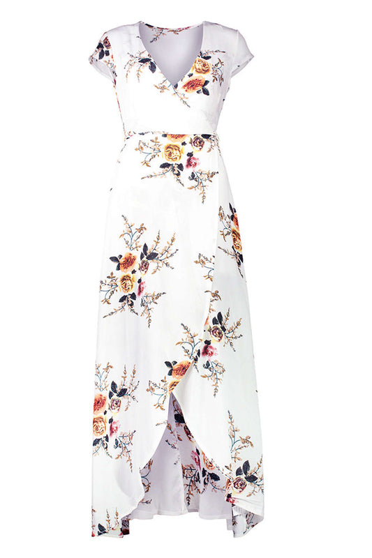 Iyasson Floral Print Maxi Wrap Dress
