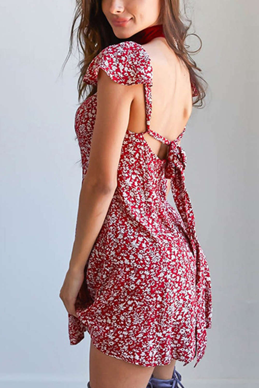 Iyasson Alover Floral Print Mini Dress