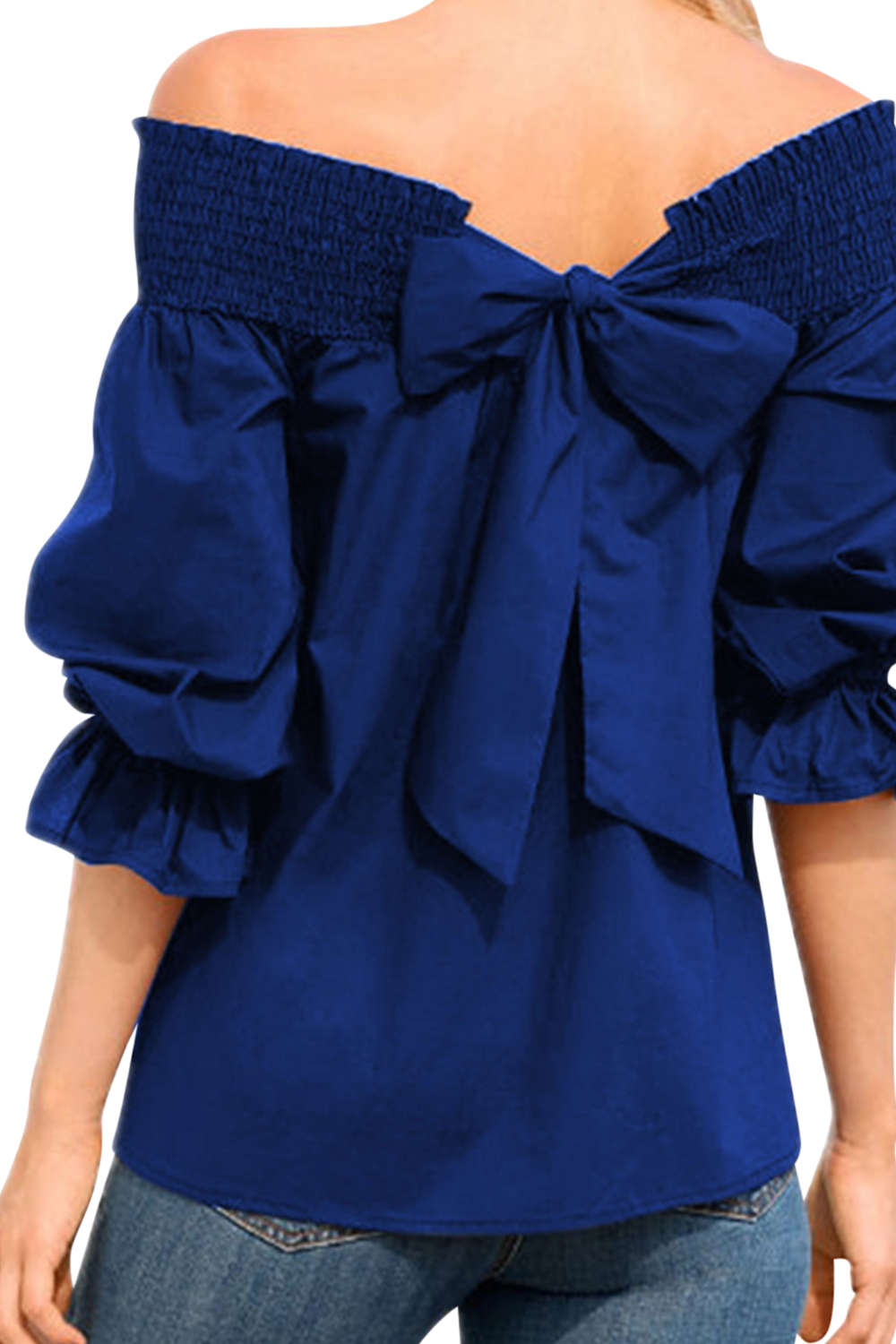 Iyasson Off Shoulder Bow Knot Blouses