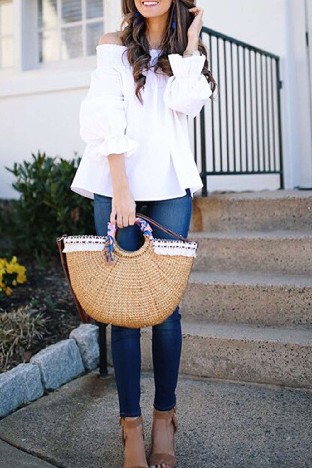Iyasson Off Shoulder Bow Knot Blouses