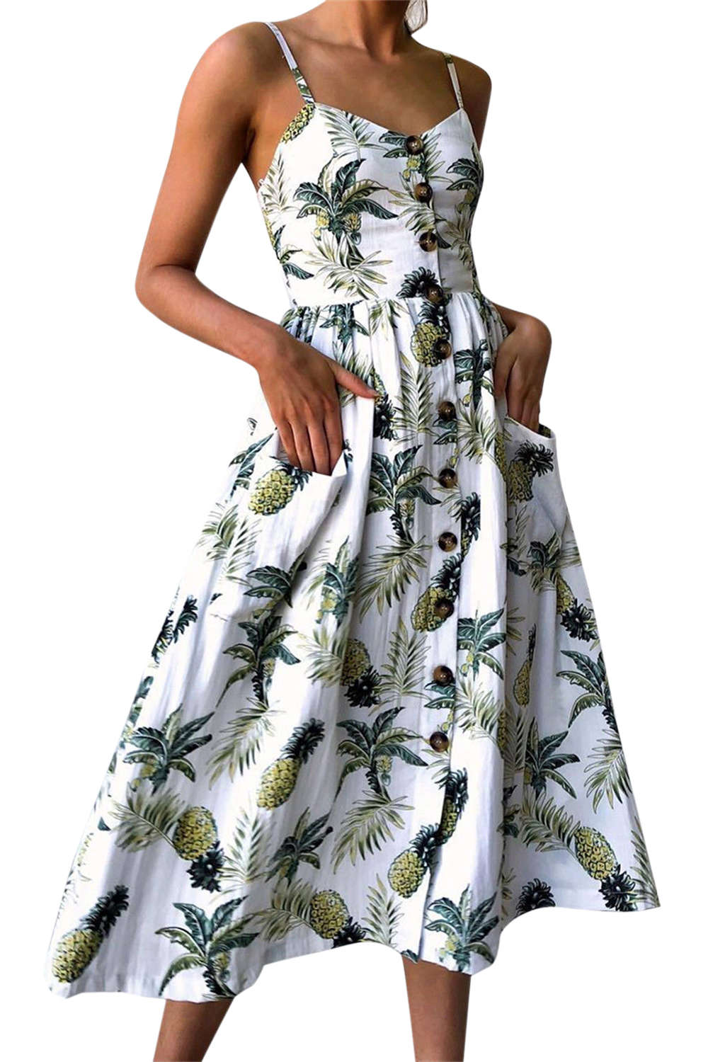 Iyasson Women Floral Print Sling Slip dress
