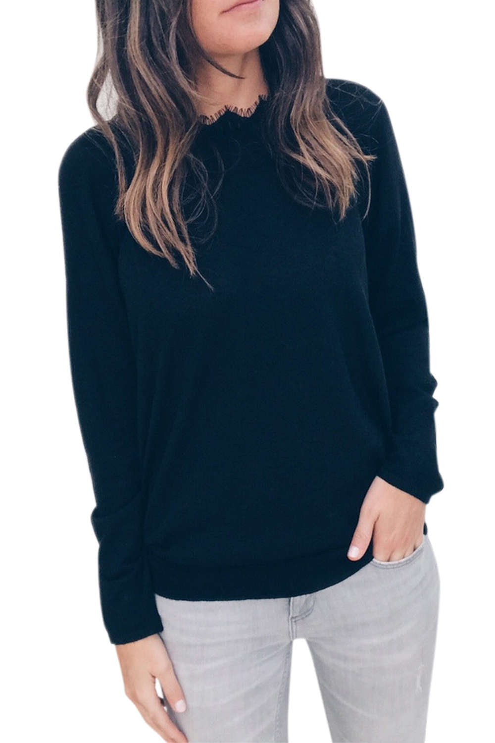 Iyasson Backless Long Sleeve Casual Loose Blouse