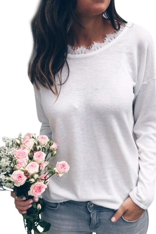 Iyasson Backless Long Sleeve Casual Loose Blouse