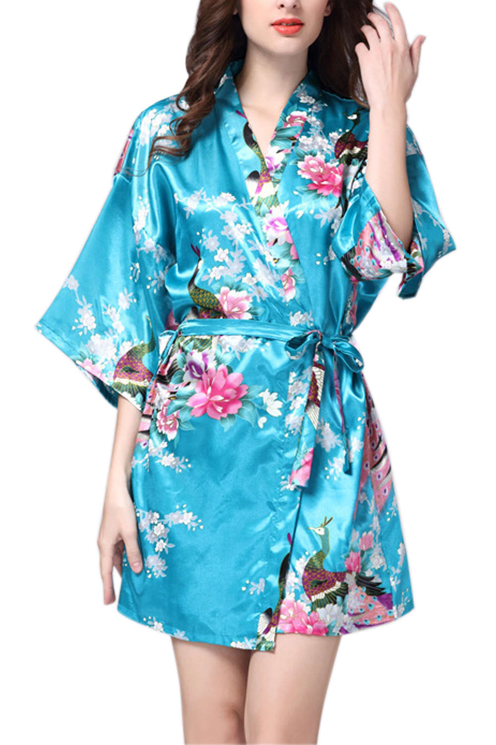 Iyasson Women Floral Print Kimono Robe
