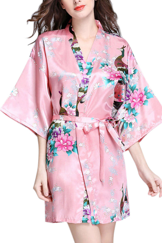 Iyasson Women Floral Print Kimono Robe