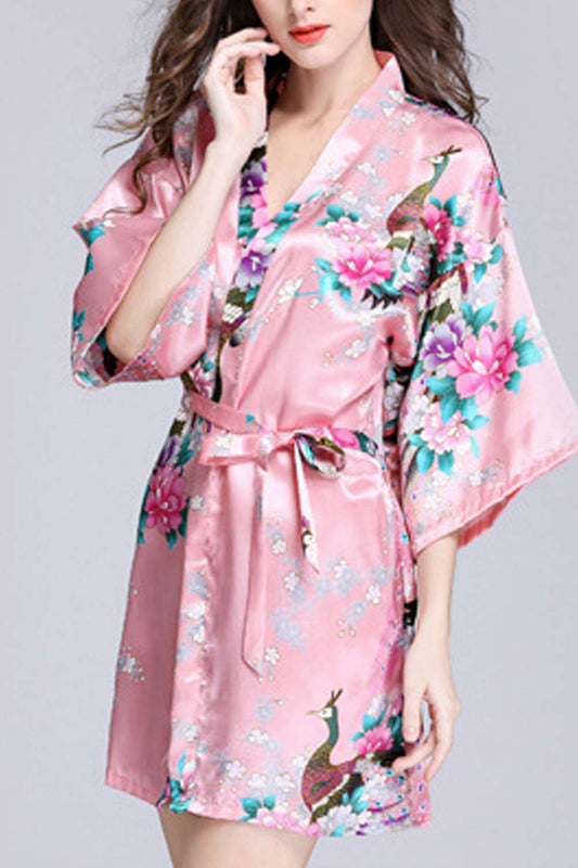 Iyasson Women Floral Print Kimono Robe