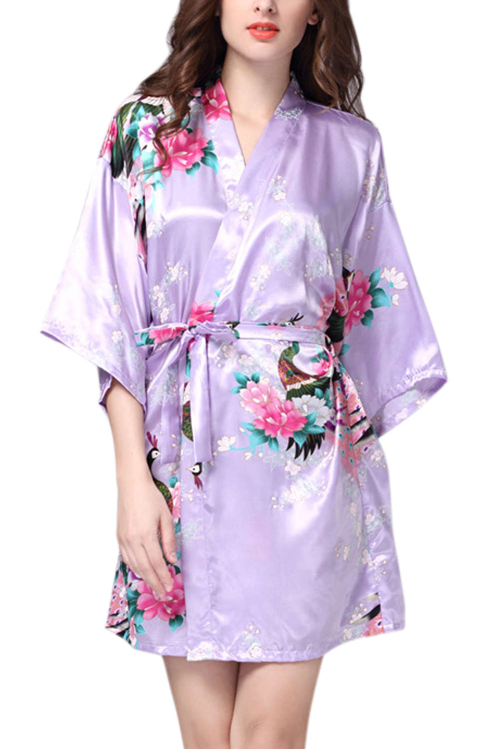 Iyasson Women Floral Print Kimono Robe