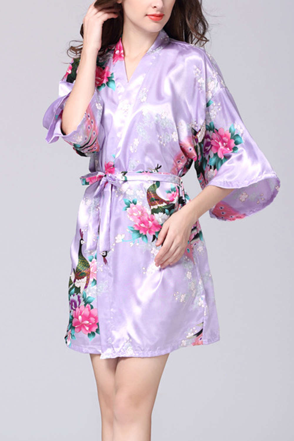 Iyasson Women Floral Print Kimono Robe