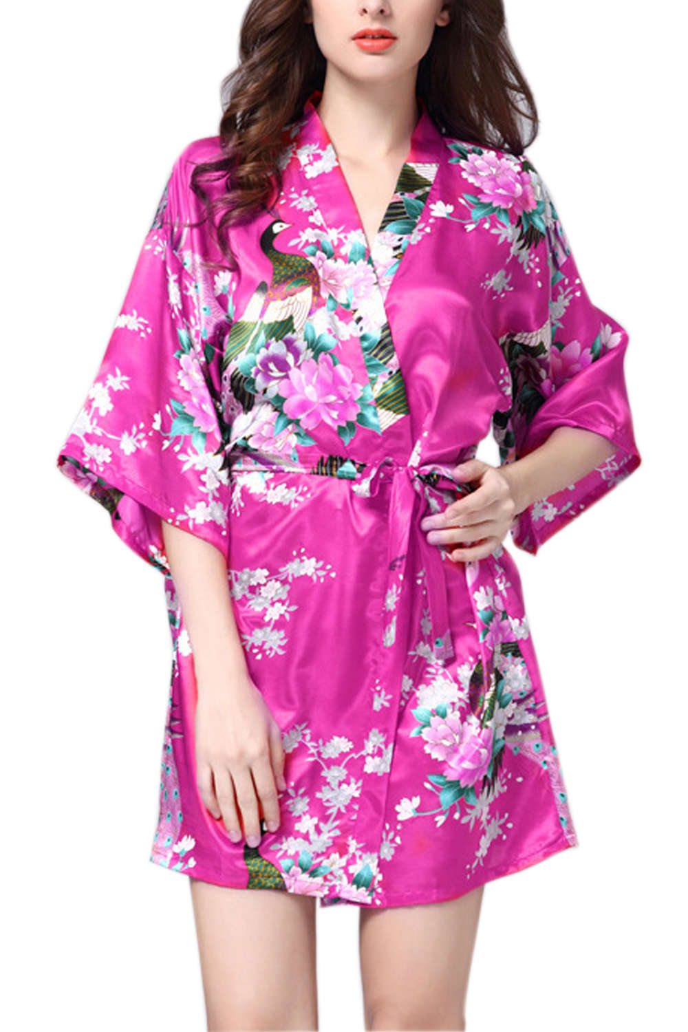 Iyasson Women Floral Print Kimono Robe