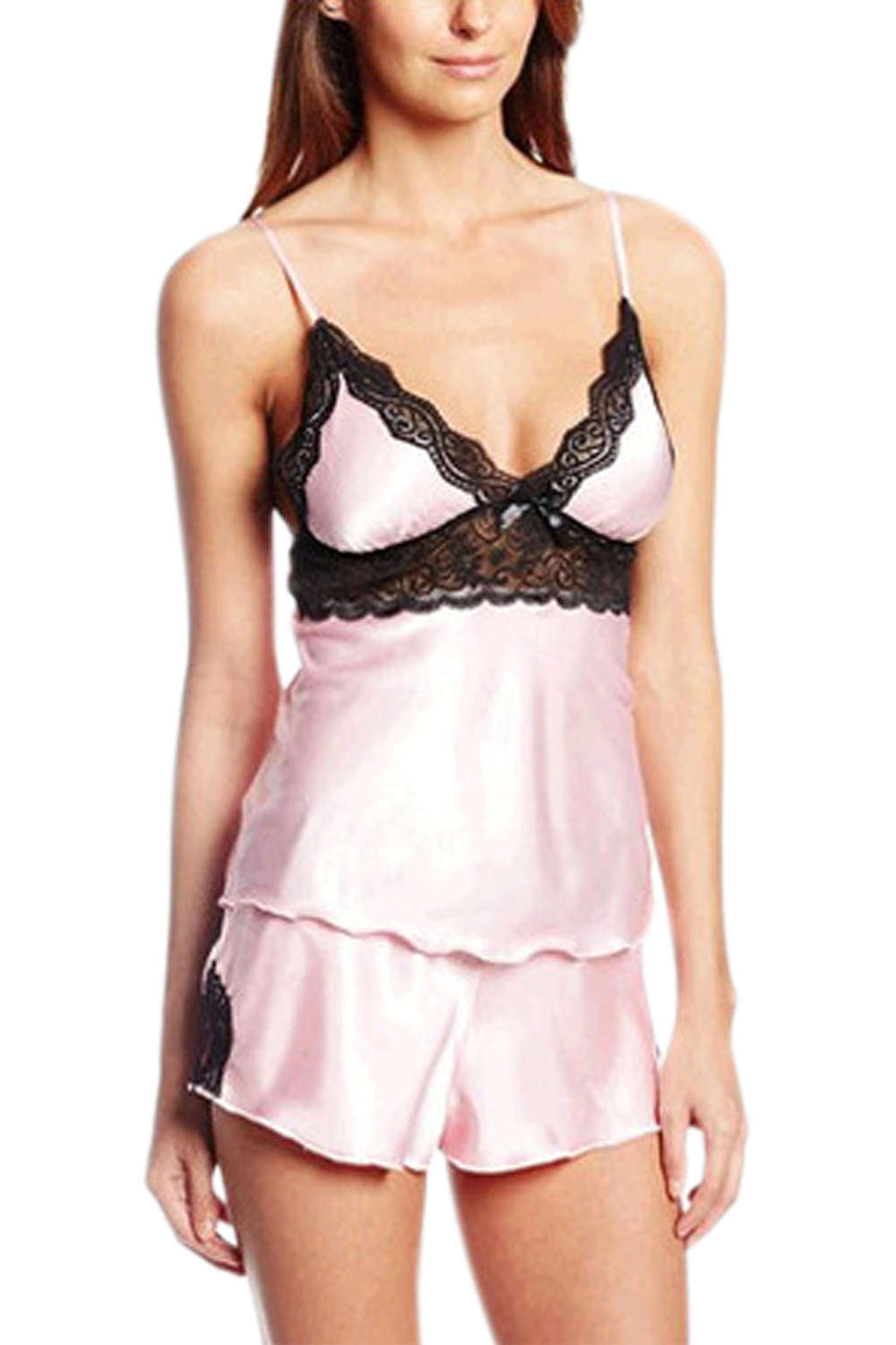 Iyasson Women's Charm Trim Lace Pajama Set