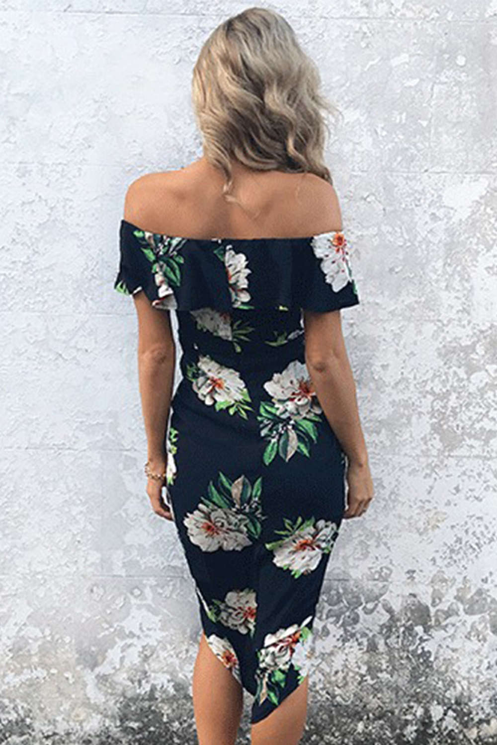 Iyasson Off Shoulder Mini Dress in Floral Print