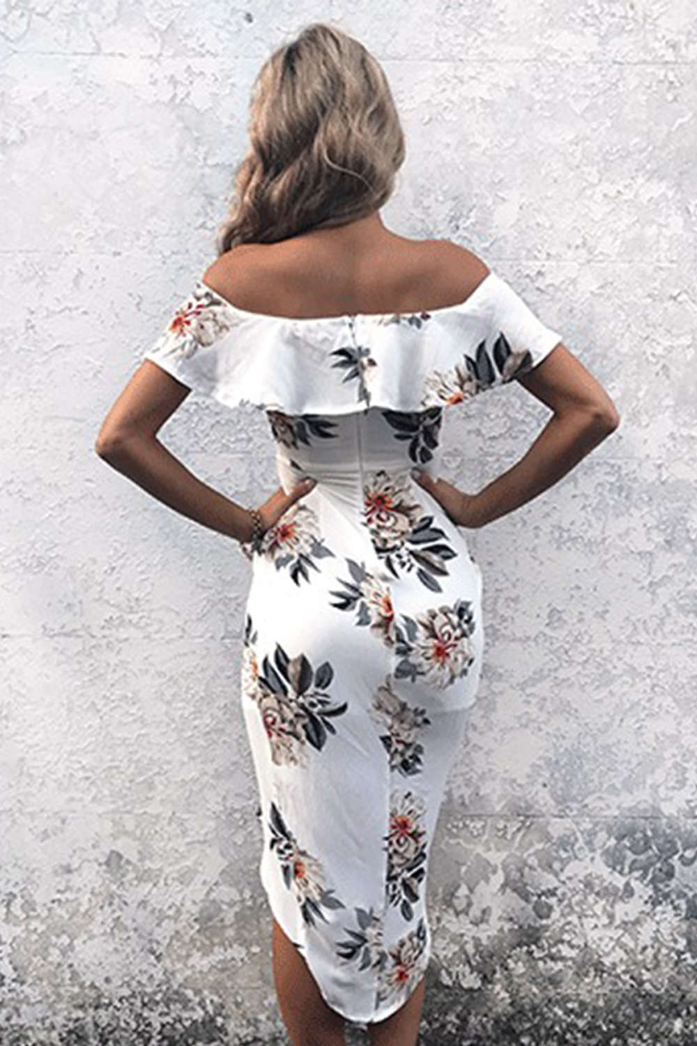 Iyasson Off Shoulder Mini Dress in Floral Print