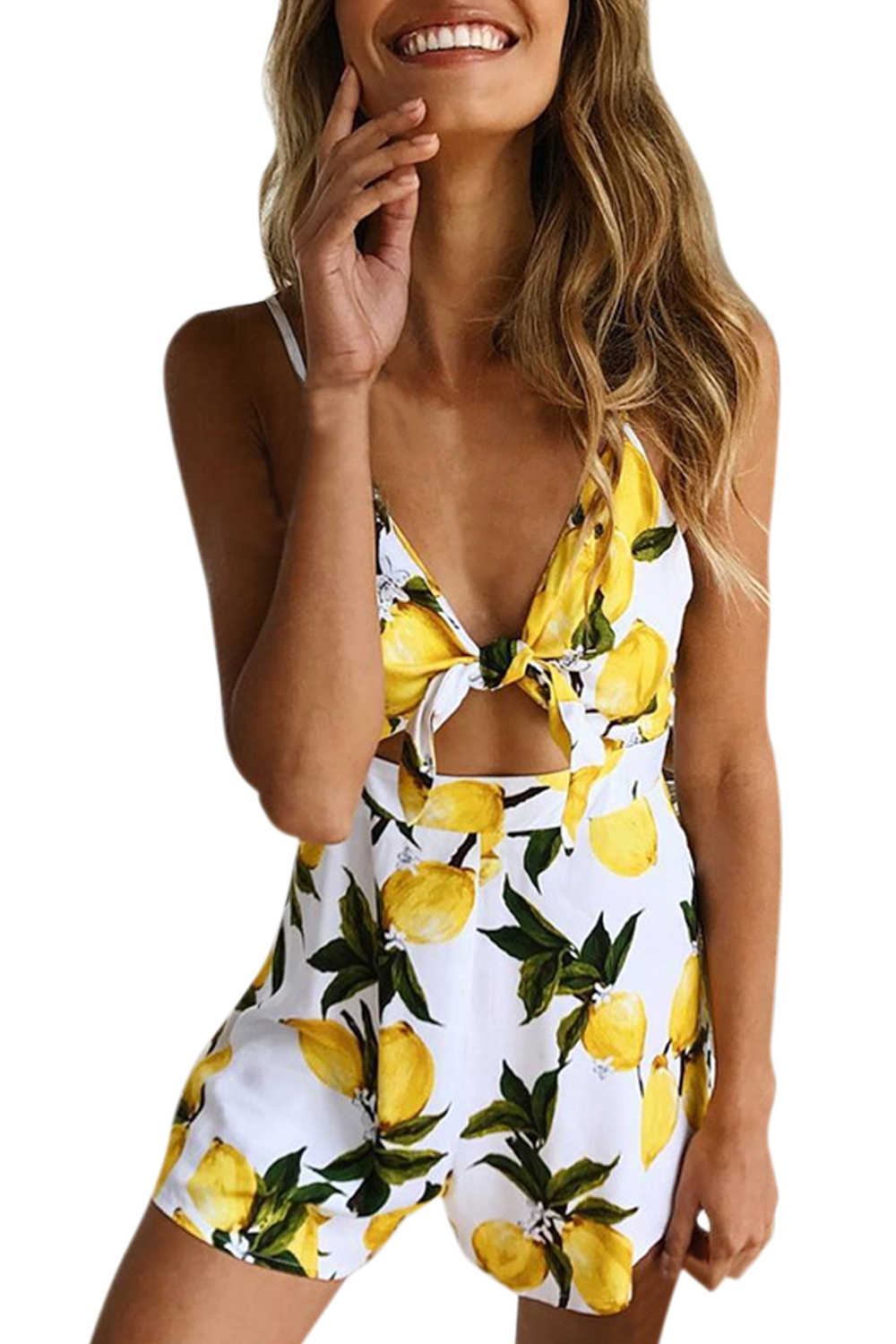 Iyasson Women Mango Printed V-neck Romper