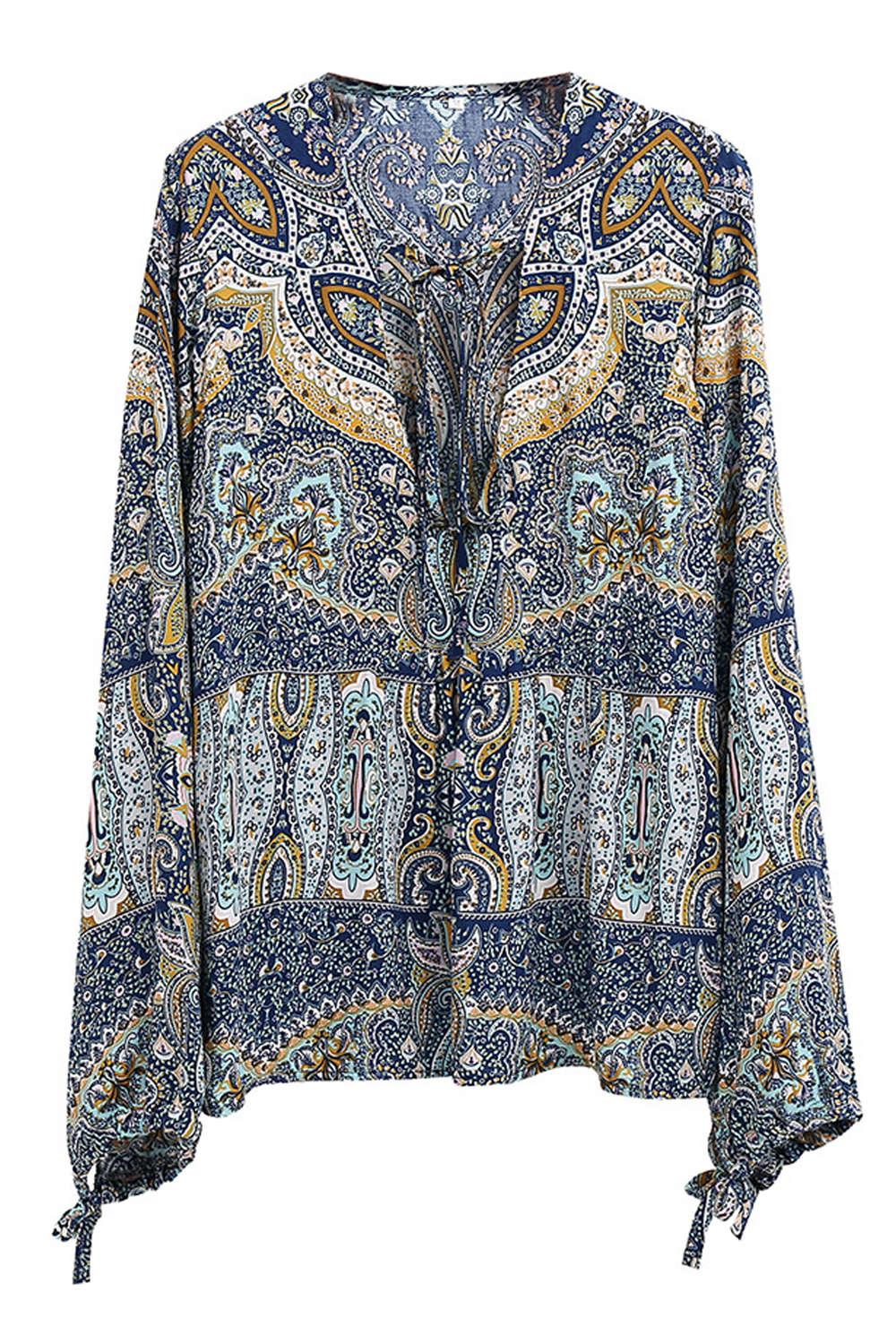 Iyasson Women Bohemian Print Loose Casual Blouses