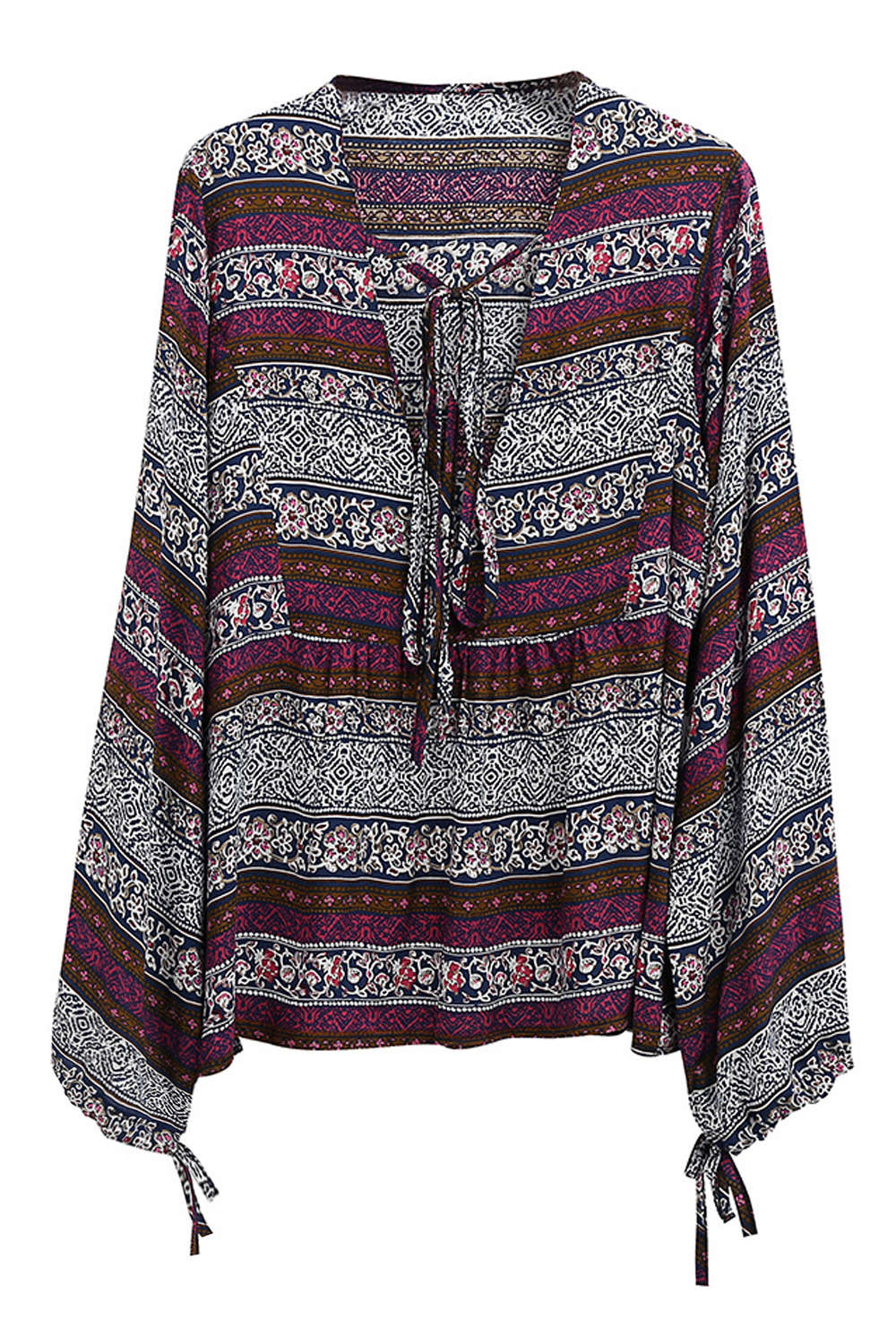 Iyasson Women Bohemian Print Loose Casual Blouses