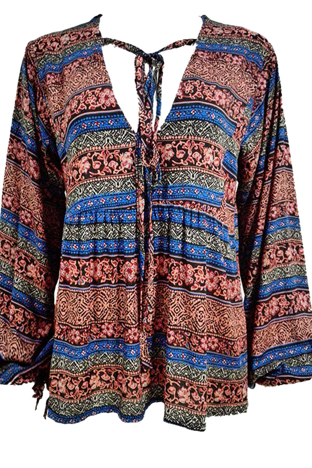 Iyasson Women Bohemian Print Loose Casual Blouses