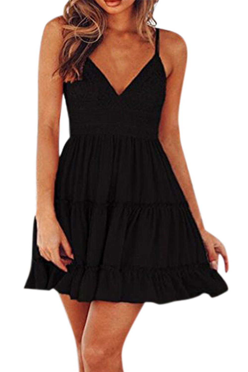 Iyasson Boho Backless V-neck Beach Sundress