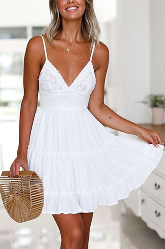 Iyasson Boho Backless V-neck Beach Sundress