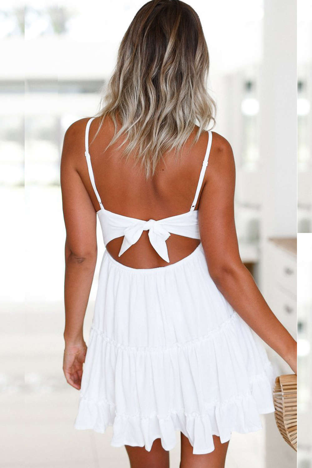 Iyasson Boho Backless V-neck Beach Sundress