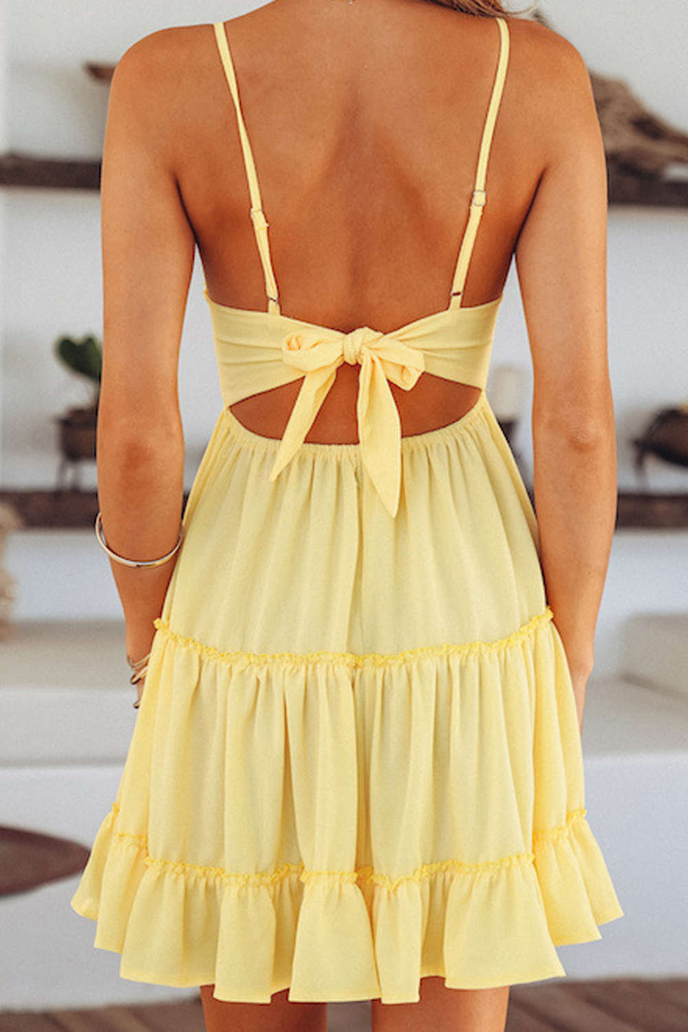 Iyasson Boho Backless V-neck Beach Sundress