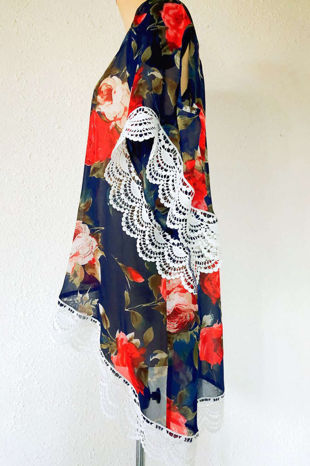 Iyasson Chiffon Floral Printing Swim Kimono