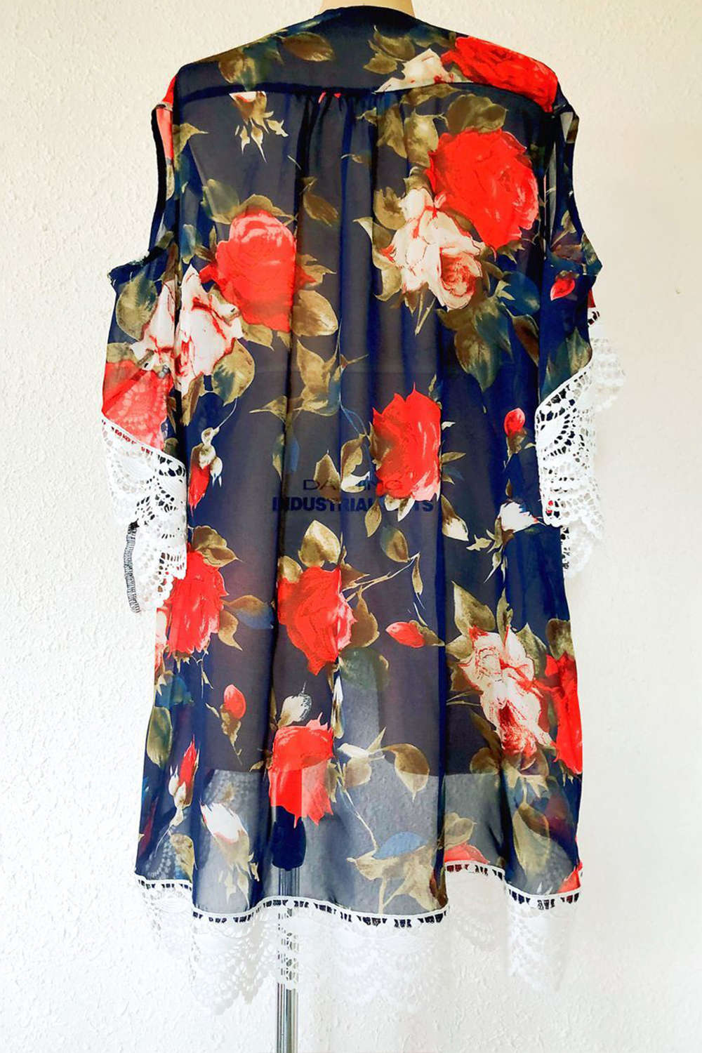 Iyasson Chiffon Floral Printing Swim Kimono