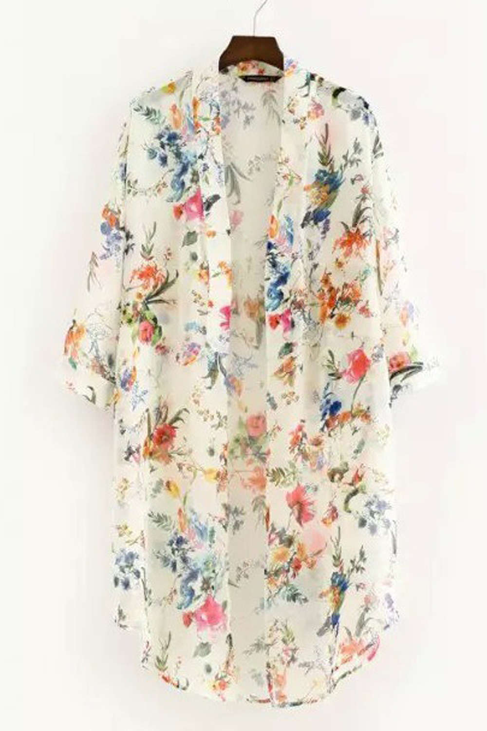 Iyasson Floral Printed Beach Wear Bikini Kimono Dress