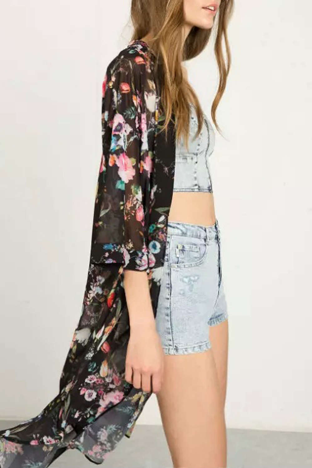 Iyasson Floral Printed Beach Wear Bikini Kimono Dress